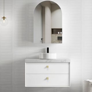 Boston 900mm Satin White Wall Hung Cabinet Only