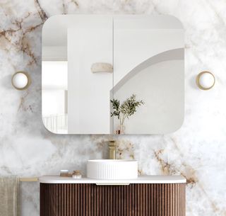 Newport 900x750 Woodland Oak Shaving Cabinet