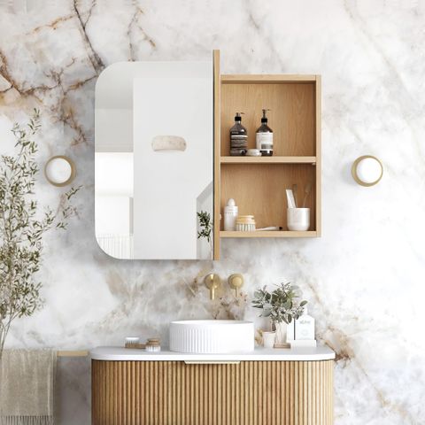 Newport 900x750 Woodland Oak Shaving Cabinet