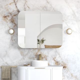 Newport 900x750 White Shaving Cabinet