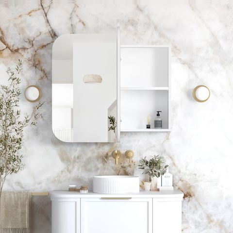 Newport 900x750 White Shaving Cabinet