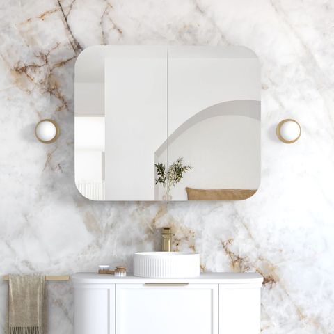 Newport 900x750 White Shaving Cabinet