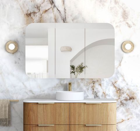 Newport 1200x750 Woodland Oak Shaving Cabinet