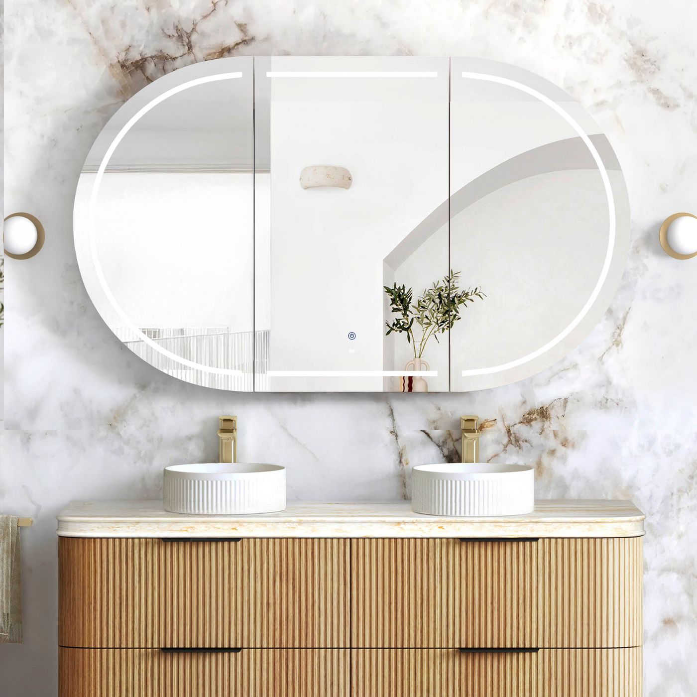 LED Bondi 1500(W)x900(H) Woodland Oak Shaving Cabinet - Premium Edition