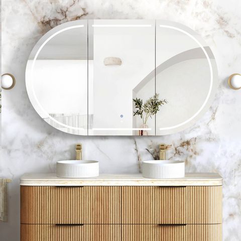 LED Bondi 1500(W)x900(H) Woodland Oak Shaving Cabinet - Premium Edition