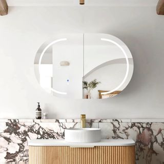 LED Bondi 900(W)x600(H) Woodland Oak Shaving Cabinet - Premium Edition