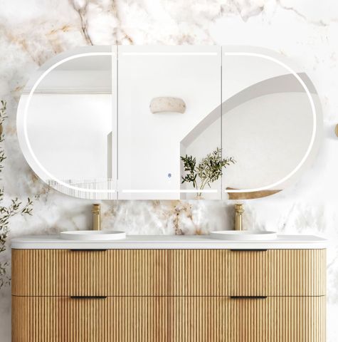 LED Bondi 1800(W)x900(H) Woodland Oak Shaving Cabinet - Premium Edition