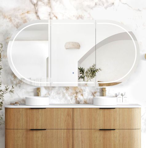 LED Bondi 1800(W)x900(H) Woodland Oak Shaving Cabinet - Premium Edition