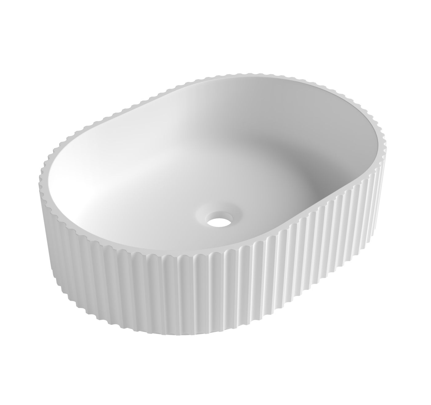 Havana Oval Fluted Solid Surface 480x345x140 Matte White Basin NF