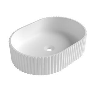 Havana Oval Fluted Solid Surface 480x345x140 Matte White Basin NF