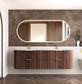 Havana 1800mm Sable Walnut Fluted Wall Hung Curve Vanity with Chloe Silk Top