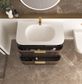 Havana 900mm Sable Walnut Fluted Wall Hung Curve Vanity with Chloe Silk Top