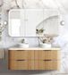 Havana 1500mm Woodland Oak Fluted Wall Hung Curve Vanity with Sand Dune Top