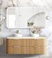 Havana 1500mm Woodland Oak Fluted Wall Hung Curve Vanity with Sand Dune Top