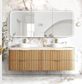 Havana 1800mm Woodland Oak Fluted Wall Hung Curve Vanity with Sand Dune Top
