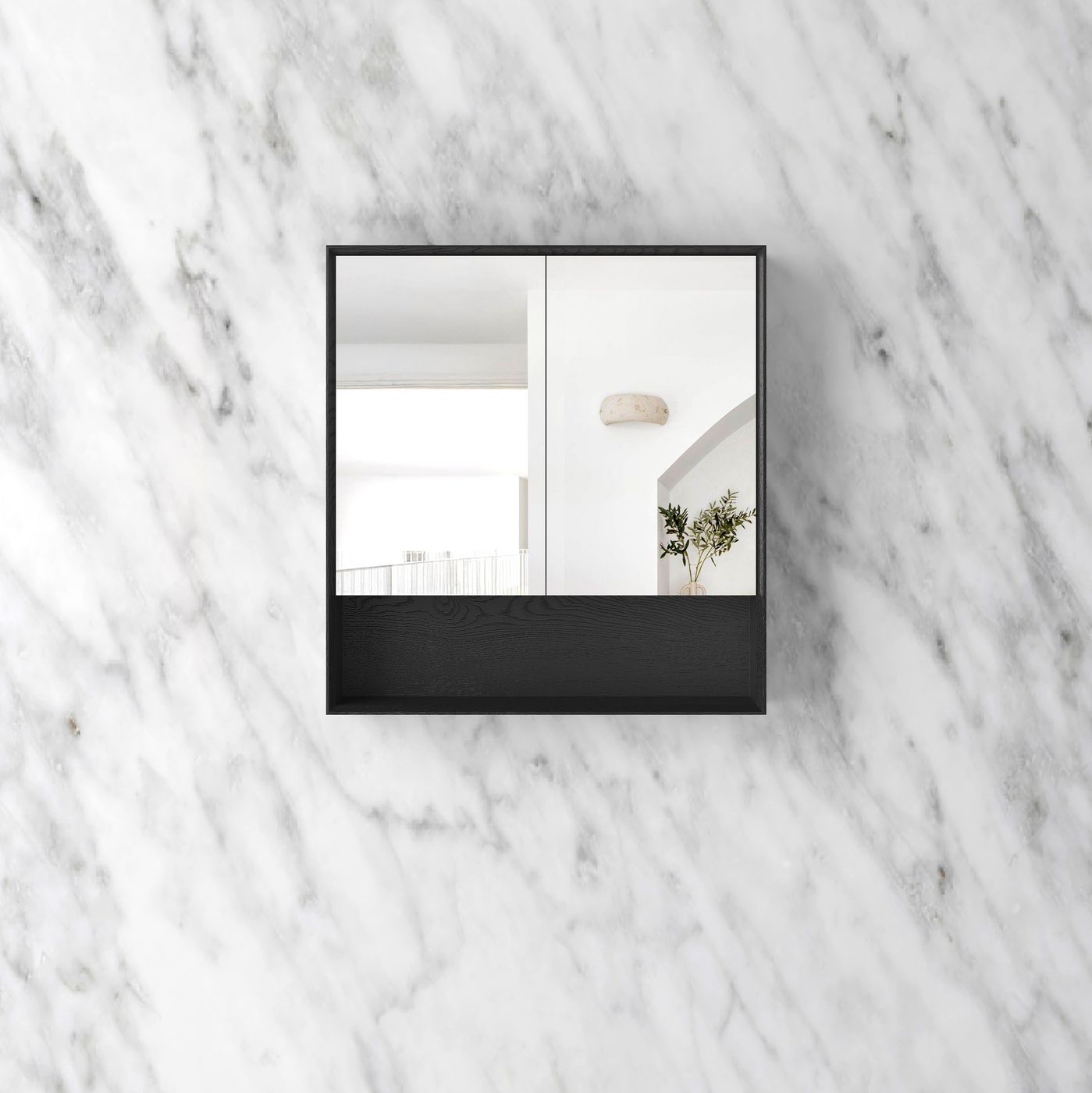 Byron 750x800 Black Oak Shaving Cabinet