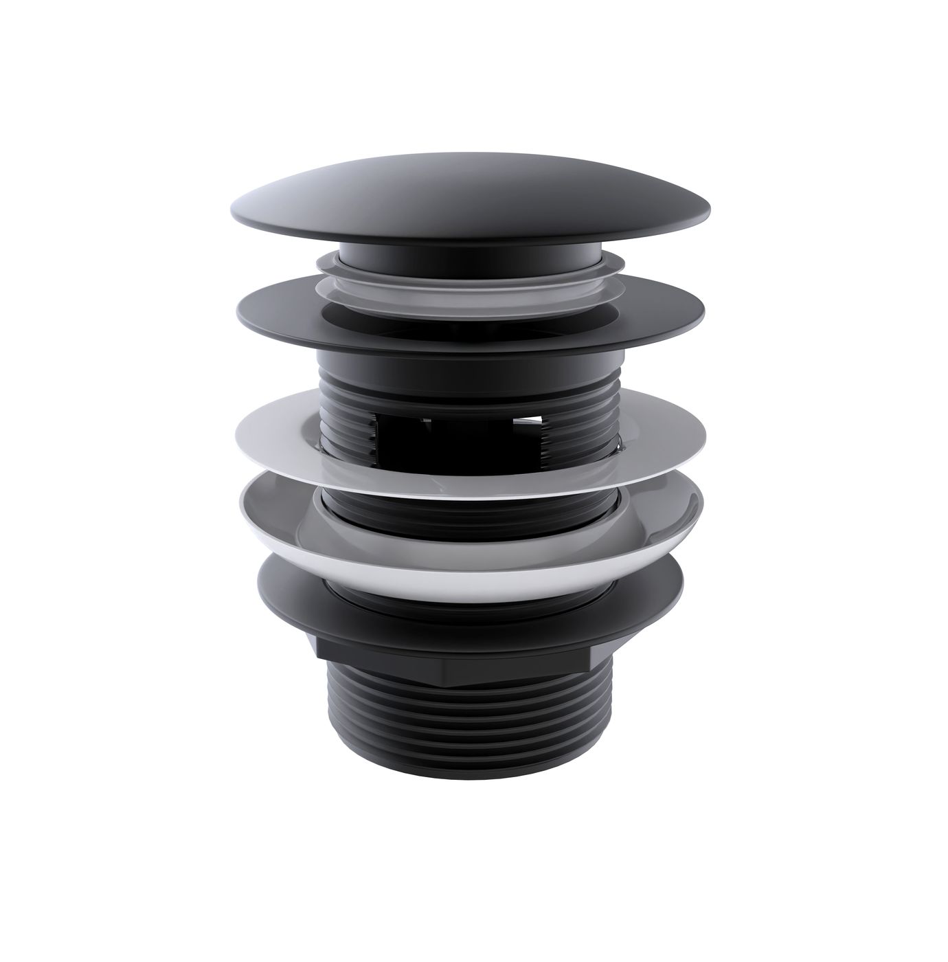 Mushroom Bath Pull Out Popup Waste Overflow Matte Black