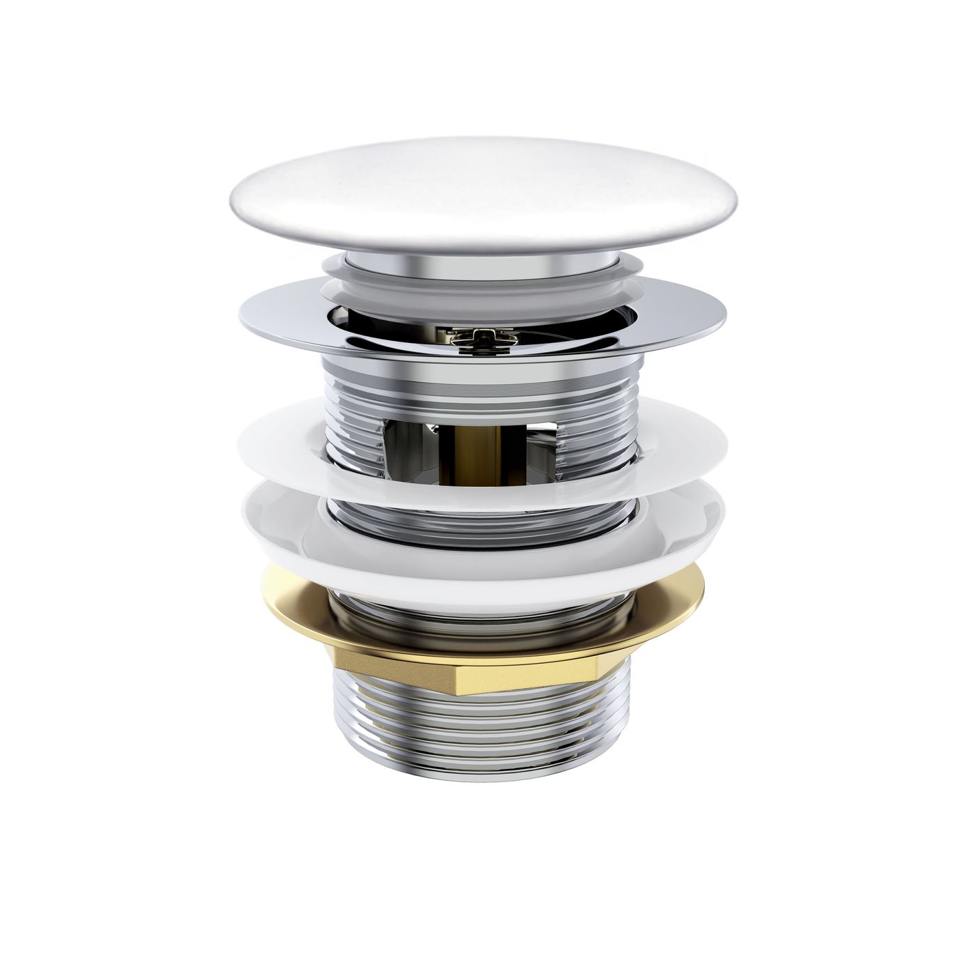 Mushroom Bath Pull Out Popup Waste Overflow Matte White