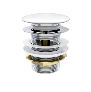 Mushroom Bath Pull Out Popup Waste Overflow Matte White