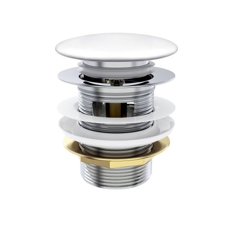 Mushroom Bath Pull Out Popup Waste Overflow Matte White