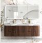 Havana 1800mm Sable Walnut Fluted Wall Hung Curve Vanity with Round Basin Moulded Top