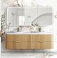 Havana 1800mm Woodland Oak Fluted Wall Hung Curve Vanity with Round Basin Moulded Top