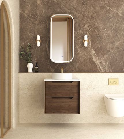 Byron 600mm Sable Walnut Wall Hung Vanity