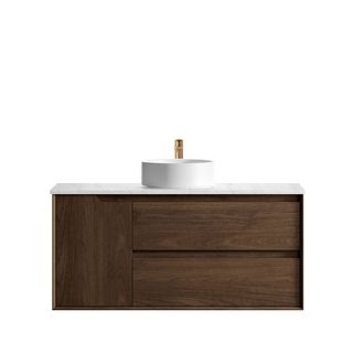 Byron 1200mm Sable Walnut Wall Hung Vanity with Cloudy Carrara Top
