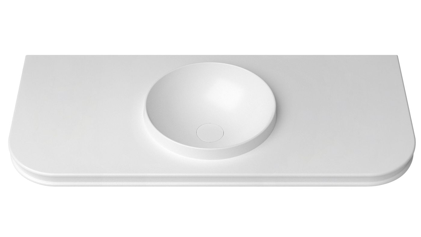 Havana English Edge 1200x500x50  Matte White with Round Basin Top