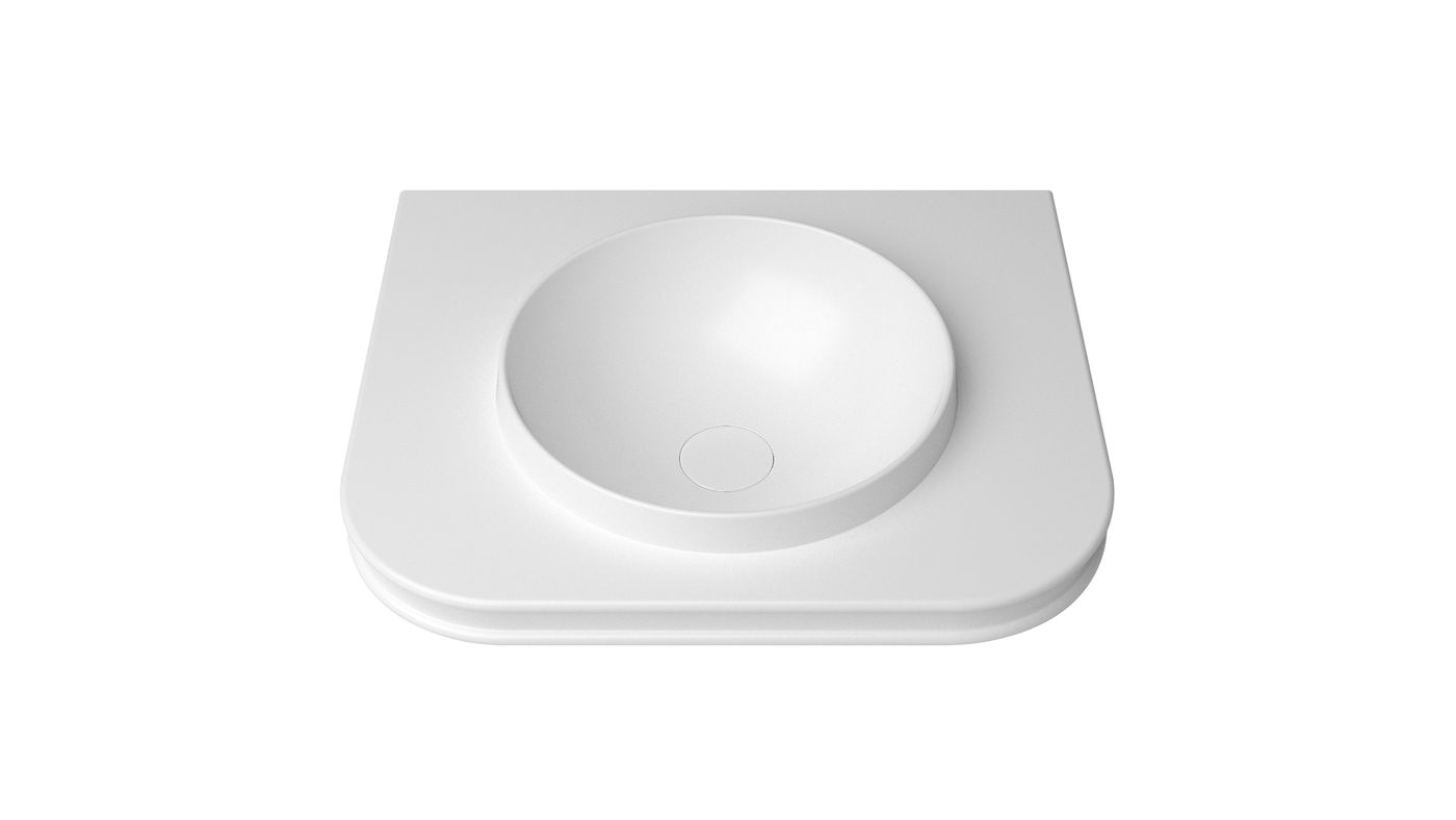 Havana English Edge 600x500x50  Matte White with Round Basin Top