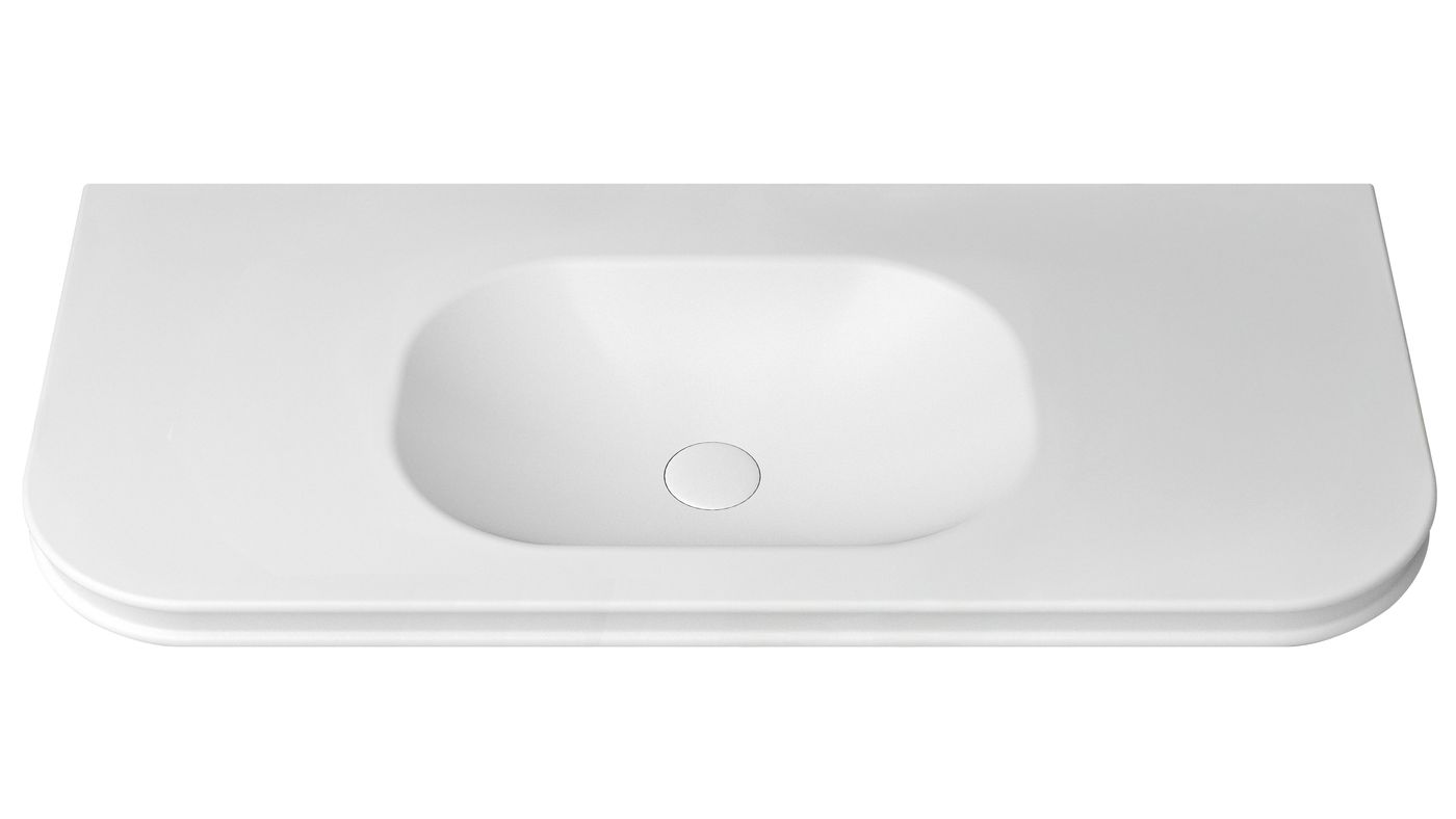 Havana English Edge 1200x500x50  Matte White with Soft Square Basin Top