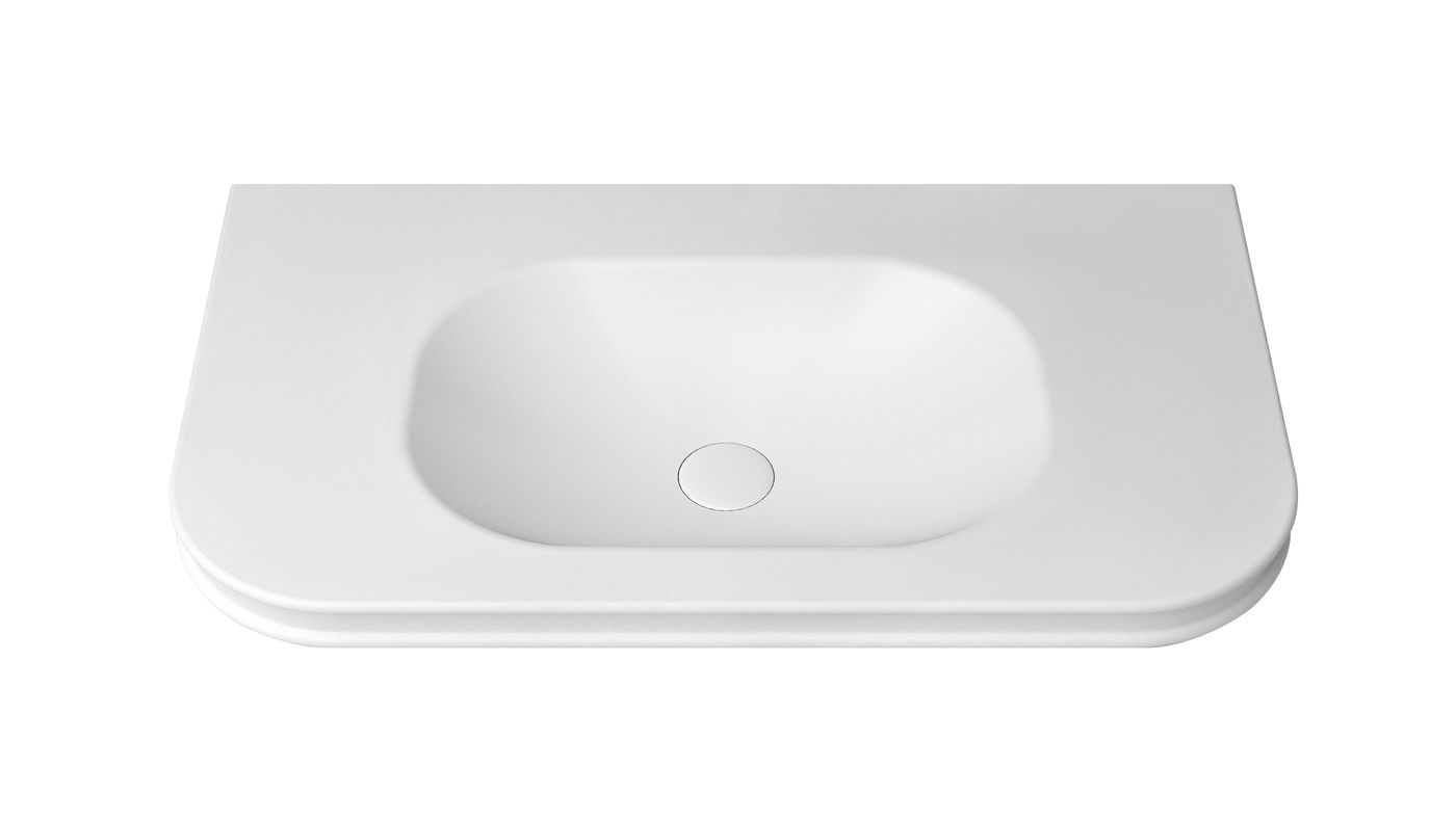 Havana English Edge 900x500x50  Matte White with Soft Square Basin Top