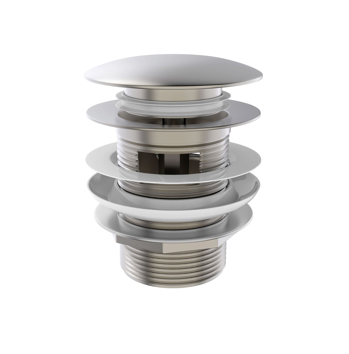 Mushroom Bath Pull Out Popup Waste Overflow Brushed Nickel