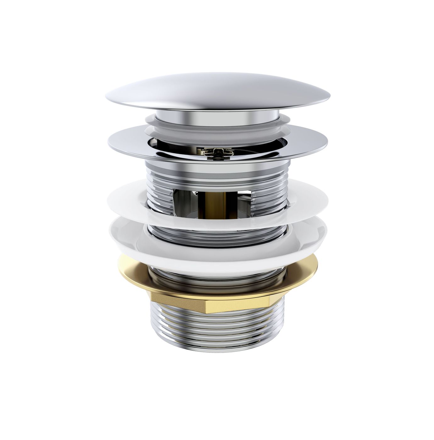 Mushroom Bath Pull Out Popup Waste Overflow Chrome