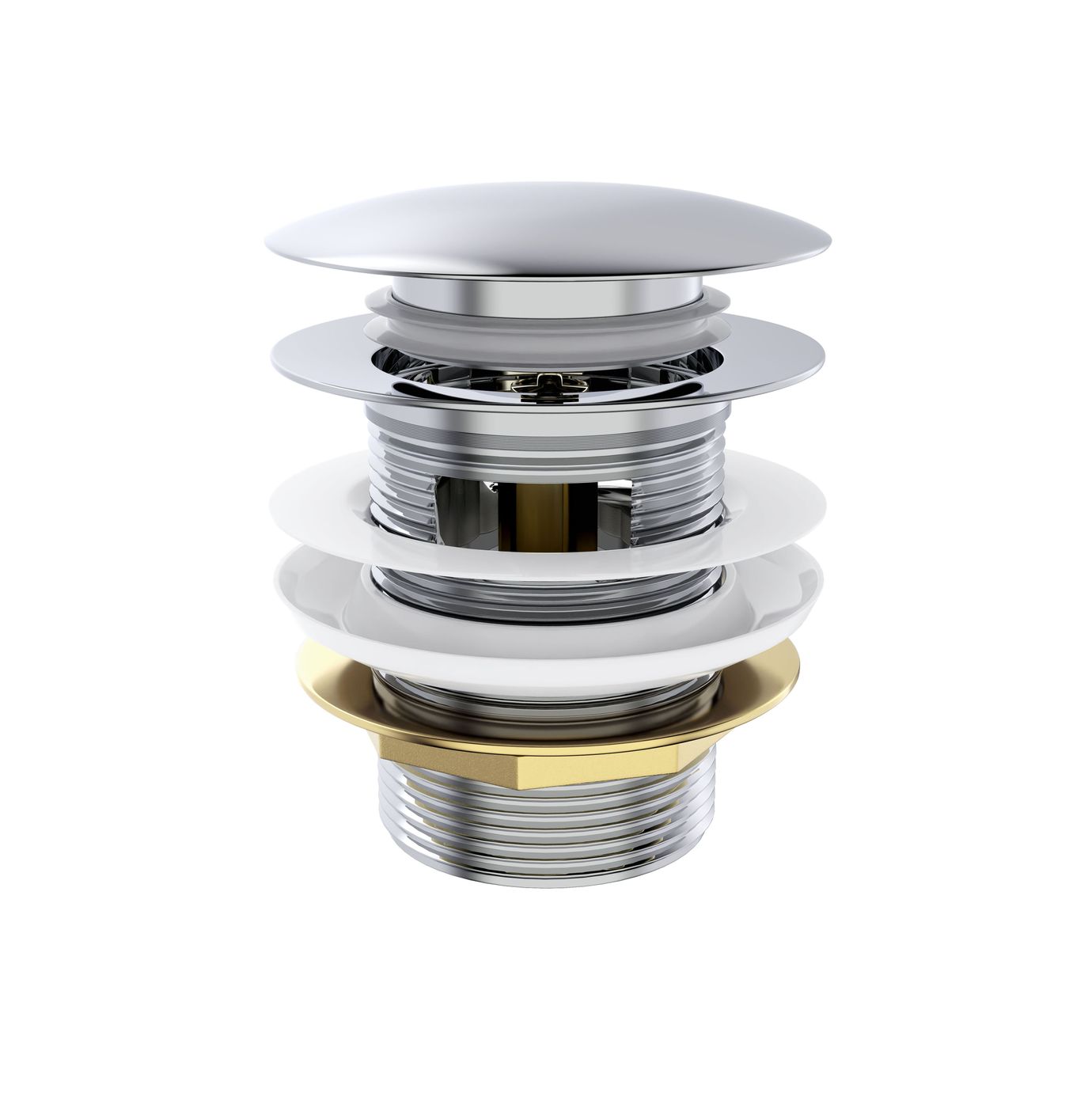 Mushroom Bath Pull Out Popup Waste Overflow Chrome