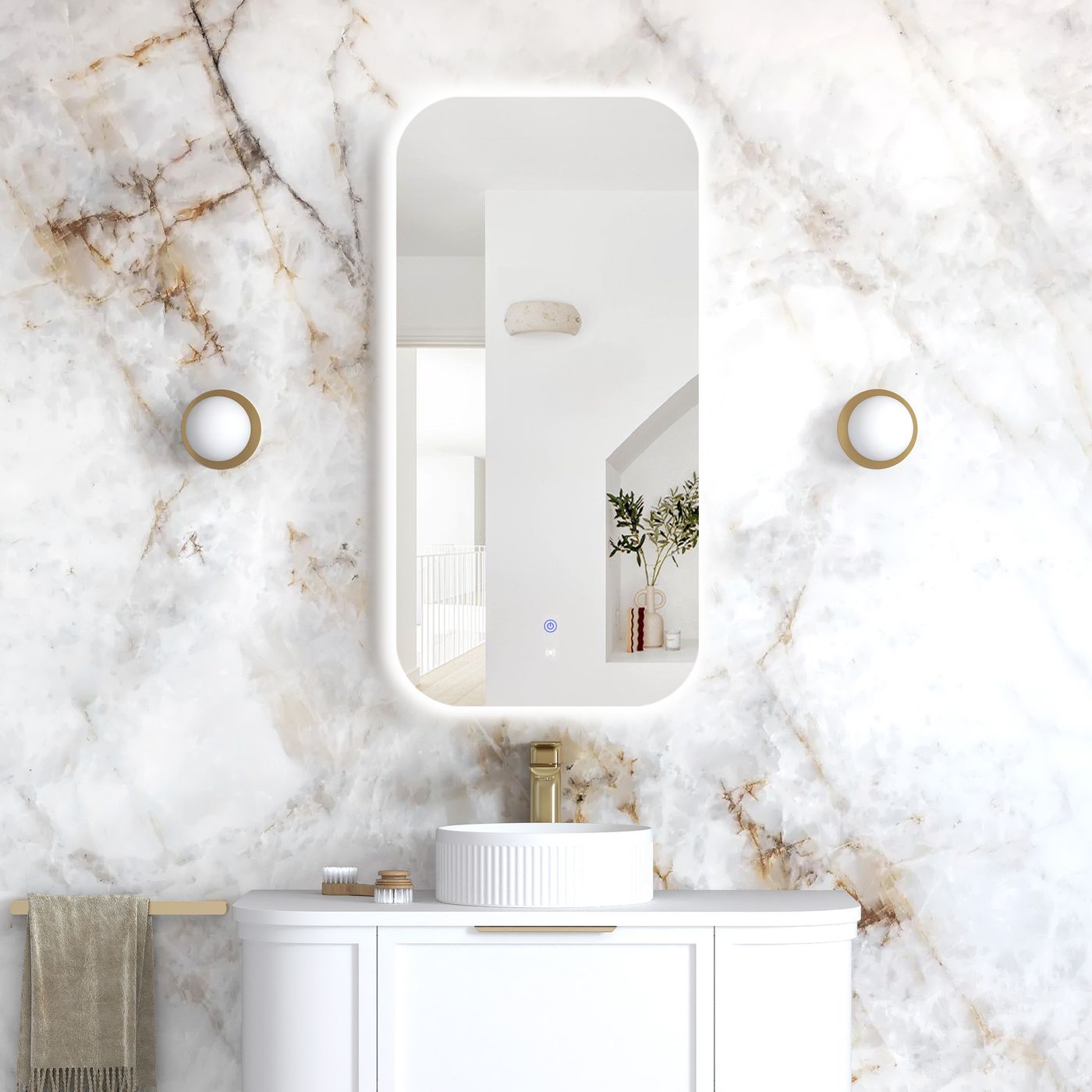 LED Newport 900(H)x450(W) Frameless Back Lit Tuffi Mirror Soft Square