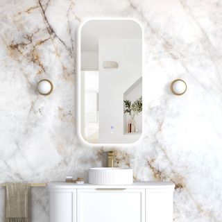 LED Newport 900(H)x450(W) Frameless Back Lit Tuffi Mirror Soft Square