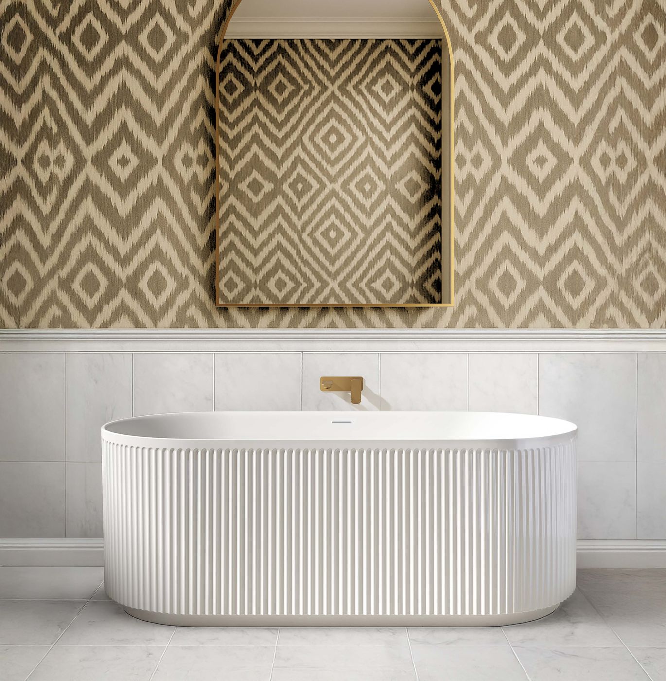 Attica Havana 1500 Gloss White Fluted Bath with Overflow