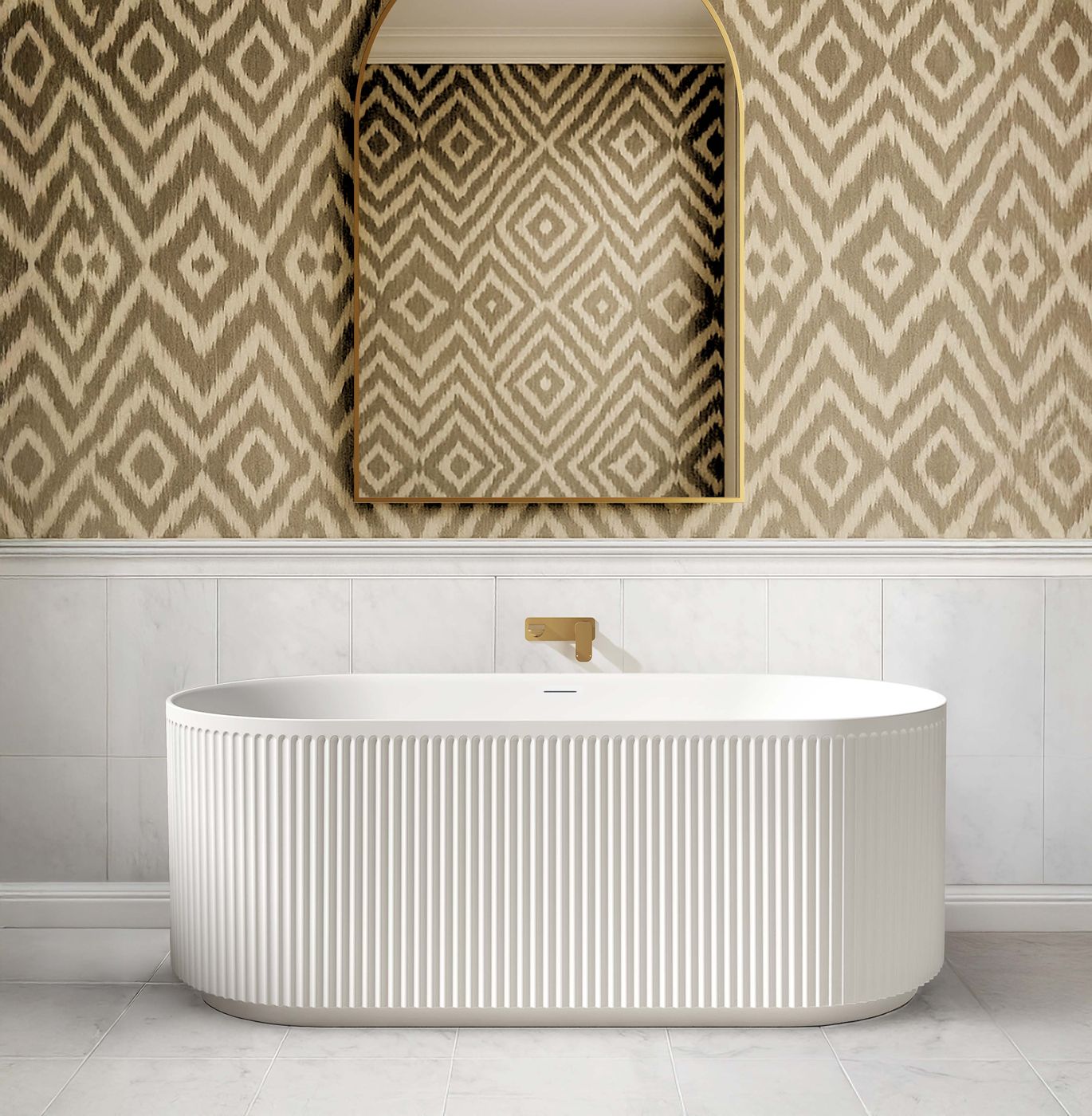 Attica Havana 1500 Matte White Fluted Bath with Overflow