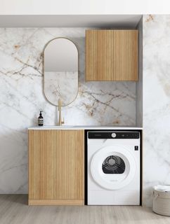 Laundry Kit 1305A Havana Fluted Woodland Oak with Cloudy Carrara Top