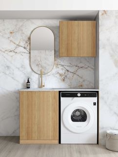 Laundry Kit 1305A Havana Fluted Woodland Oak with Natural Carrara Marble Top