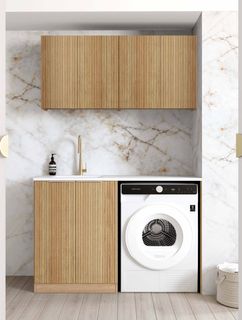 Laundry Kit 1305B Havana Fluted Woodland Oak with Matte White Top