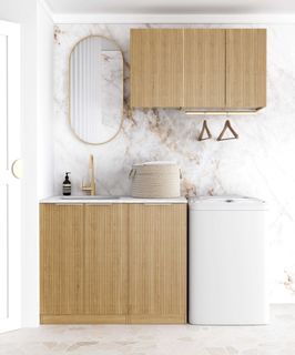 Laundry Kit 1715A Havana Fluted Woodland Oak with Cloudy Carrara Top