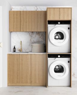 Laundry Kit 1715C Havana Fluted Woodland Oak with Matte White Top