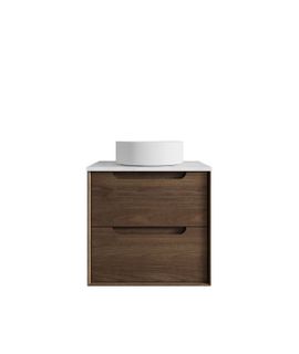 Byron 600mm Sable Walnut Wall Hung Vanity with Cloudy Carrara Top