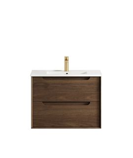Byron 750mm Sable Walnut Wall Hung Vanity with Ceramic Top