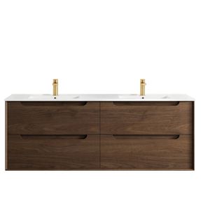 Byron 1500mm Sable Walnut Wall Hung Vanity with Ceramic Top