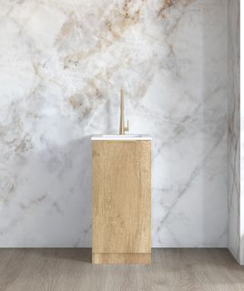 Mini Laundry 430mm Byron/Bondi Natural Oak with Pure White Top