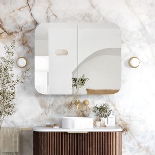 Newport 900x750 Sable Walnut Shaving Cabinet