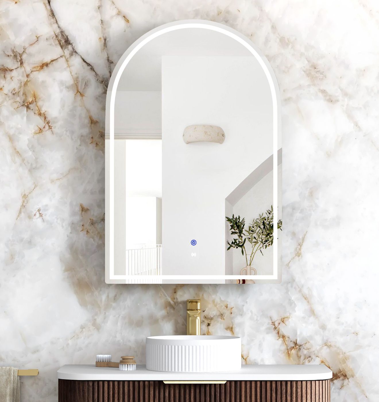 LED Archie 900x600 Sable Walnut Shaving Cabinet - Premium Edition